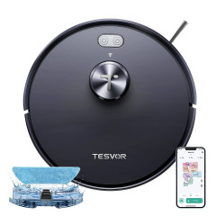 Tesvor Tesvor Akku-Bodenstaubsauger S5 mit Wischfunktion 3000Pa Staubsauger Roboter 180Min Lasernavigation, 25,00 W, Mit Staubbox  Беспроводной пылесос Tesvor S5 с контейнером и функцией очистки, робот-пылесос, 3000 Па, лазерная навигация, 180 минут, 25,0