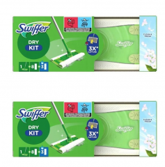 Swiffer wet+dry SET Clean and Fresh 2stk, НАБОР для уборки полов Швабра + cалфетки для швабры сухие 8 шт и влажные 3 шт, с ароматом чистоты и свежести, 2 набора 
