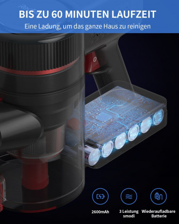 Redkey Redkey Akku-Stielstaubsauger P9, 350,00 W, 8 in 1 Staubsauger kabellos, 30KPa Akku Staubsauger mit LED-Burste, 2600 mAh Wechselakku,Duale HEPA-Filtration, Wandhalterung Беспроводной пылесос Redkey P9, 350,00 Вт, беспроводной пылесос 8 в 1, аккумул