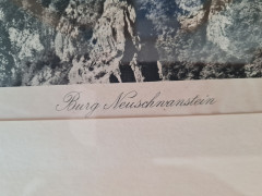 Фото постер винтажный в деревянной раме, черно-белая фотография замка Нойшнанштайн, 39,5 x 31,5 см, Германия, 1970-80гг.