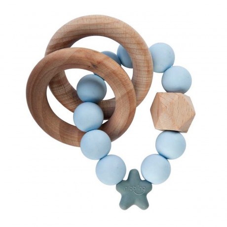 nibbling Beiss- und Rasselringe Stellar Soft Blue Кольца для прорезывания зубов и погремушки Stellar Soft Blue