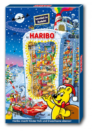 HARIBO Adventskalender 2026, 24 Fruchtgummi- und Kaubonbon-Ueberraschungen, 300 g, HARIBO Адвент-календарь 2026 с мармеладом и жевательными конфетами HARIBO и MAOAM, 24 сюрприза, 300 г