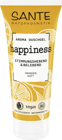 SANTE Aroma Duschgel Happiness, 200 ml, Санте Гель для душа Happiness с био-алоэ вера и апельсиновым маслом, 200 мл