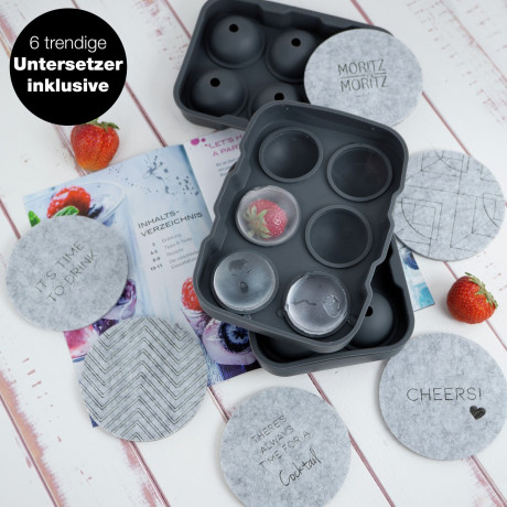 Moritz & Moritz Moritz & Moritz Eiswucrfelform rund 2 er Set grau Набор форм для круглых кубиков льда Moritz & Moritz, 2 шт.