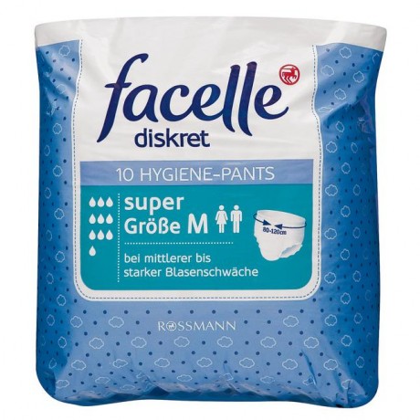 facelle diskret Hygiene-Pants Гигиенические подгузники для взрослых super, Размер M 10 шт.