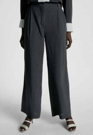 Tommy Hilfiger POLKA DOT WIDE LEG Trousers polka dot border sml  desert sky ШИРОКИЕ НОГИ В ГОРОШКЕ Брюки горошек границы sml пустыня небо