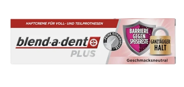 blend-a-dent Haftcreme Plus Barriere gegen Speisereste geschmacksneutral, 40 g, Крем-клей для фиксации зубных протезов Plus Барьер против остатков пищи, без вкусовых добавок, 40 г