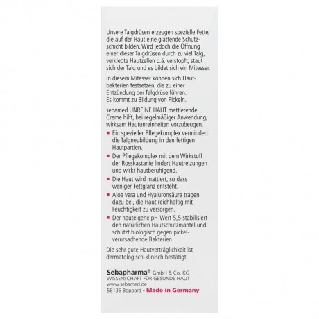 sebamed Unreine Haut Mattierende Creme  Матирующий крем для нечистой кожи