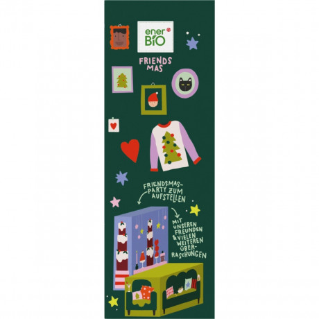 enerBiO & friends Adventskalender 2026, 24 Bio-Snacks, 742,5 g, enerBiO & friends Органический адвент-календарь 2026 со снеками, шоколадом, выпечкой и смесями, 24 сюрприза, 742,5 г