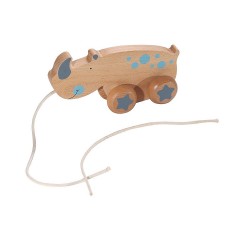 KINDSGUT Holz-Ziehtier Nashorn Nachziehspielzeug Деревянный носорог тянет за собой игрушку