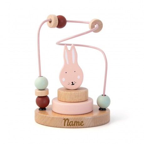 elefantasie Motorikschleife Holz Hase mit Namen personalisiert graviert Выгравированный деревянный кролик с персональным именем