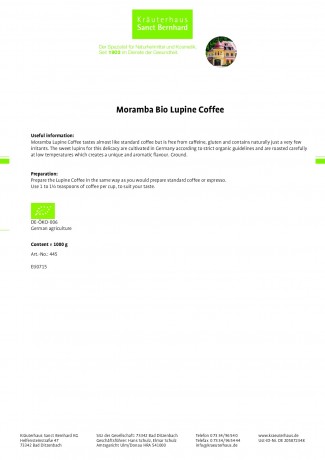 Krauterhaus Sanct Bernhardt Moramba Bio Lupine Coffee1-kg-economy pack