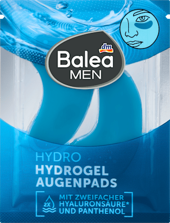 Balea MEN Augenpads Hydrogel (1 Paar), 2 St, Охлаждающие гидрогелевые патчи для свежего вида области глаз, 1 пара, 2 шт.
