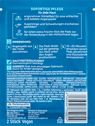 Balea MEN Augenpads Hydrogel (1 Paar), 2 St, Охлаждающие гидрогелевые патчи для свежего вида области глаз, 1 пара, 2 шт.