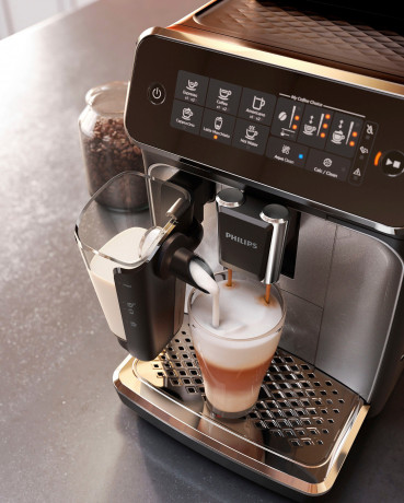 Philips Philips Kaffeevollautomat 3200 Serie EP3246/70 LatteGo, fur 5 Kaffeespezialitaten und anpassbarer Starke, silber schwarz Полностью автоматическая кофемашина Philips серии 3200 EP3246/70 LatteGo, для 5 сортов кофе и регулируемой крепости, серебрис