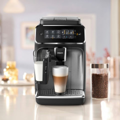 Philips Philips Kaffeevollautomat 3200 Serie EP3246/70 LatteGo, fur 5 Kaffeespezialitaten und anpassbarer Starke, silber schwarz  Полностью автоматическая кофемашина Philips серии 3200 EP3246/70 LatteGo, для 5 сортов кофе и регулируемой крепости, серебрис