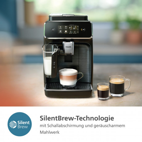 Philips Philips Kaffeevollautomat EP2331/10 2300 Series, 4 Kaffeespezialitaten, mit LatteGo-Milchsystem, Klavierlack-Schwarz Полностью автоматическая кофемашина Philips EP2331/10 серии 2300, 4 сорта кофе, с молочной системой LatteGo, черный рояль