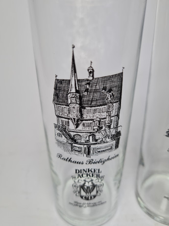 Dinkel Acker CD Два стеклянных стакана с черным рисунком и золотой каймой, 2шт х 14см x 5,5см, Германия, 1970-80гг.