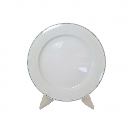 Bauscher Weiden Фарфоровая белая тарелка с зелёным ободком, 27,5 x 2,5 см, Германия, 1960-70гг.