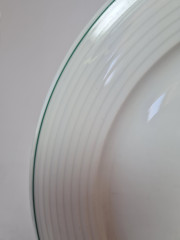 Bauscher Weiden Фарфоровая белая тарелка с зелёным ободком, 27,5 x 2,5 см, Германия, 1960-70гг.