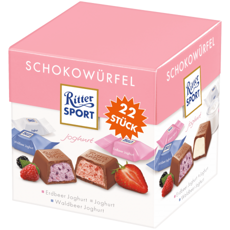 Ritter Sport Schokowurfel Joghurt Молочный шоколад с йогуртом и клубникой 176г