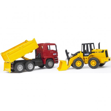 Bruder BRUDER 02752 MAN TGA Kipper und Gelenkradlader BRUDER 02752 MAN TGA самосвал и колесный погрузчик с шарнирно-сочлененной рамой