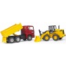 Bruder BRUDER 02752 MAN TGA Kipper und Gelenkradlader BRUDER 02752 MAN TGA самосвал и колесный погрузчик с шарнирно-сочлененной рамой