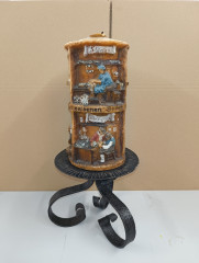 Подсвечник большой винтажный Johann Gunter с фигурной свечой, 31 х 16 см, Германия, 1980-90гг.