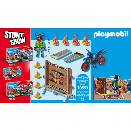 PLAYMOBIL PLAYMOBIL 70553 Stuntshow Motorrad mit Feuerwand PLAYMOBIL 70553 Мотоцикл для трюковых шоу со стеной огня