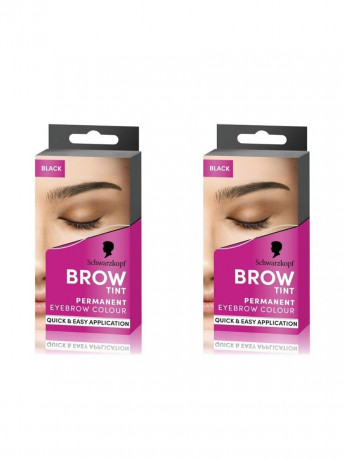 Набор 2 шт Schwarzkopf Brow Tint Permanent Краска для бровей Black (Германия), стойкая, до 10 применений