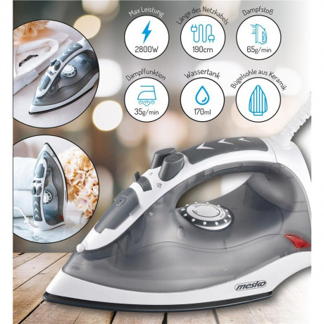 Mesko Mesko Dampfbugeleisen MS 5037 mit Keramiksohle 2800 Watt Паровой утюг Mesko MS 5037 с керамической подошвой, 2800 Вт.