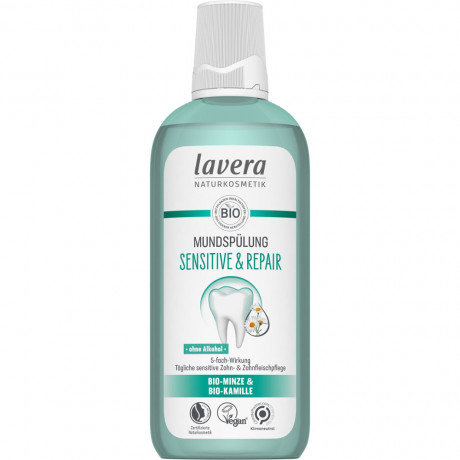 LAVERA MUNDSPULUNG SENSITIVE & REPAIR Bio-Minze & Bio-Kamille, 400 ml, Лавера Ополаскиватель для полости рта для чувствительных зубов и восстановления эмали, био-мята и био-ромашка, 400 мл