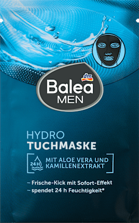 Balea MEN Tuchmaske Hydro, 1 St, Увлажняющая тканевая маска Hydro с охлаждающим эффектом, 1 шт.
