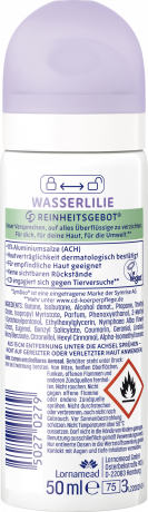 CD Wasserlilie Deospray Reisegroesse 50 ml, Дорожный дезодорант-спрей с водяной лилией, защита от запаха до 48 часов, 50 мл