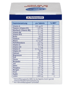 Mivolis A-Z Komplett ab 50 Tabletten Дас Гезунде Плюс, Комплексные витамины против старения От А до Z Komplett, для людей старше 50 лет, 100 шт