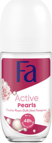 Fa Fresh+Dry Active Pearls Deo Roll-on 50 ml, Шариковый дезодорант-антиперспирант FA Fresh+Dry Active Pearls с ароматом розовых лепестков, 50 мл
