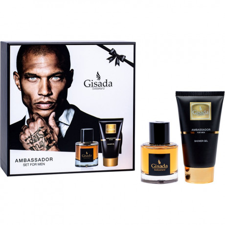 Gisada Eau de Parfum Spray 50 ml + Shower Gel 50 ml, Ambassador For Men Geschenkset, 1 шт.