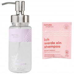 FUTURE STORIES Starterset Shampoo Pulver Yuzu &amp; Kirschblute inkl. Pumpspender  Стартовый набор для шампуня с порошком юдзу и вишневым цветом, включая помпу-дозатор