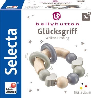 Selecta bellybutton Glucksgriff grau Greifling пупок лаки хват серый хватательная игрушка