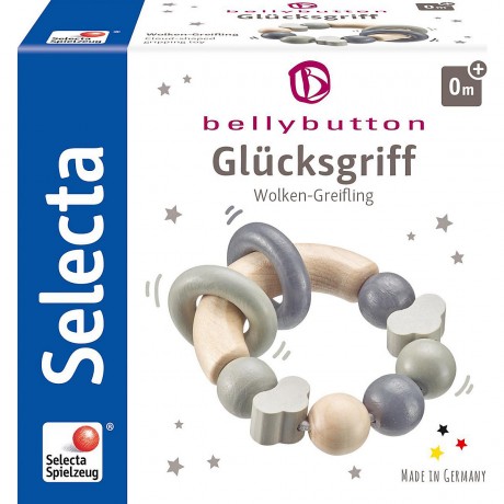Selecta bellybutton Glucksgriff grau Greifling пупок лаки хват серый хватательная игрушка