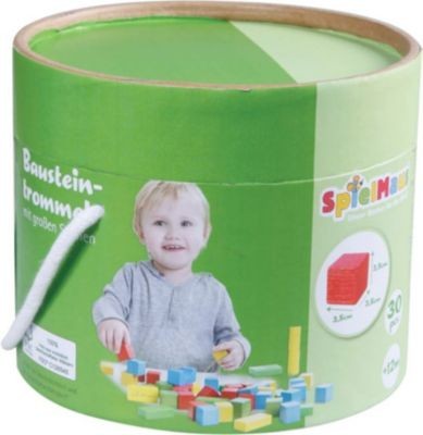 Spielmaus Bausteintrommel mit grossen Steinen 30 St. Барабан для строительных блоков с крупными камнями 30 шт.