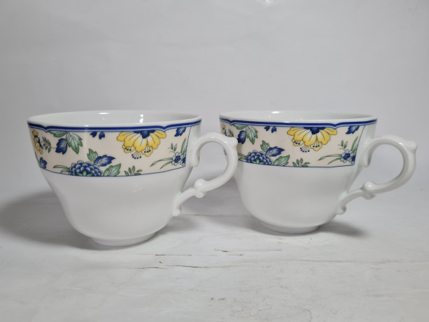 Чашка винтажная Hutschenreuther с ботаническим принтом, фарфор, 2 шт., 13 см, Германия, 1980-90гг.