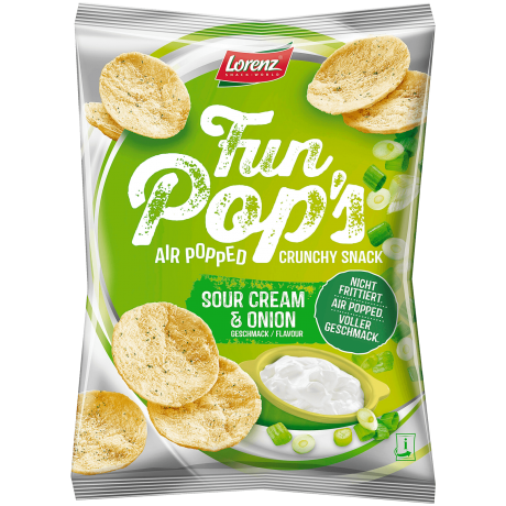 Lorenz Fun Pop's Sour Cream & Onion Чипсы со вкусом сметаны и лука 85г