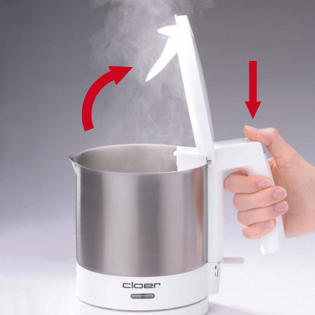 Cloer Cloer Wasserkocher 4721, 1L Kabelaufwicklung 2.000W Automatische Abschaltung Weiss Чайник Cloer 4721, 1 л, устройство для сматывания кабеля, 2000 Вт, автоматическое отключение, белый