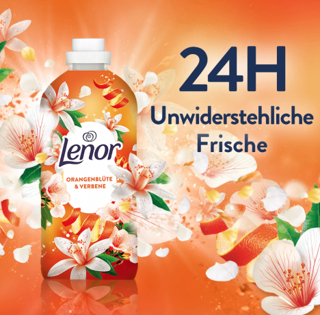 Lenor Weichspuler Orangenblute & Verbene 71 WL, Кондиционер для белья с ароматом цветков апельсина и вербены, 71 загрузка (1596мл)