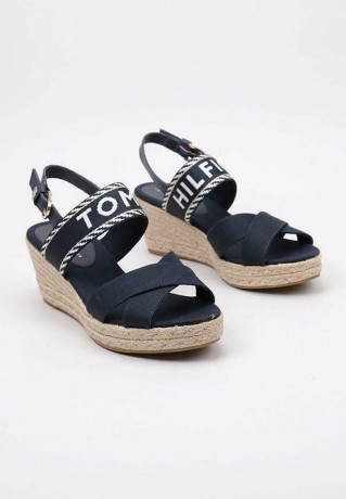 Tommy Hilfiger SEASONAL WEBBING MID Wedge sandals blue SEASONAL WEBBING MID Босоножки на танкетке синий