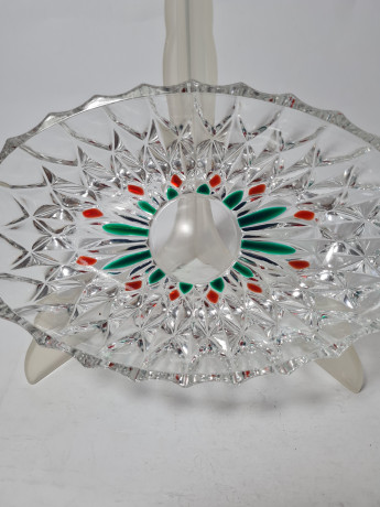 Тарелка винтажная с зелено-красным декором, 20 x 13 x 4,5 см, Германия, 1960-70гг.