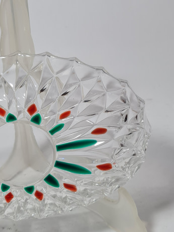 Тарелка винтажная с зелено-красным декором, 20 x 13 x 4,5 см, Германия, 1960-70гг.