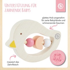 bieco Greifling Baby Beissring Vogel aus Holz Spielzeug mit Holzperlen Zahnungshilfe Beissringe Игрушка-клатч детский прорезыватель для зубов птичка из дерева игрушка с деревянными бусинами прорезыватель для зубов прорезыватель для зубов