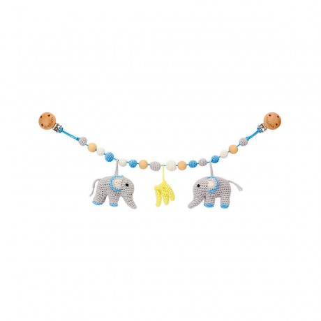 SindiBaba® Kinderwagenkette Elefant JUMBO gehakelt mit Rasseln Коляска-цепочка слон ДЖАМБО связана крючком с погремушками